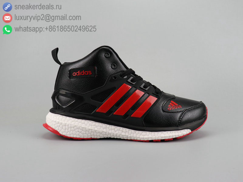 ADIDAS ULTRA BOOST MID BLACK RED LEATHER MEN RUNNING SHOES